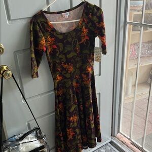 LuLaRoe Long Sleeve Dress with Orange and Green Floral